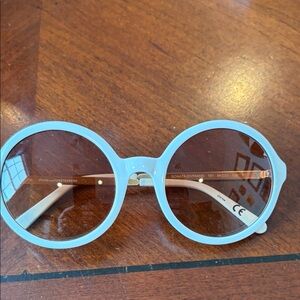 Diane Von Furstenberg White & gold trim Round Sunglasses